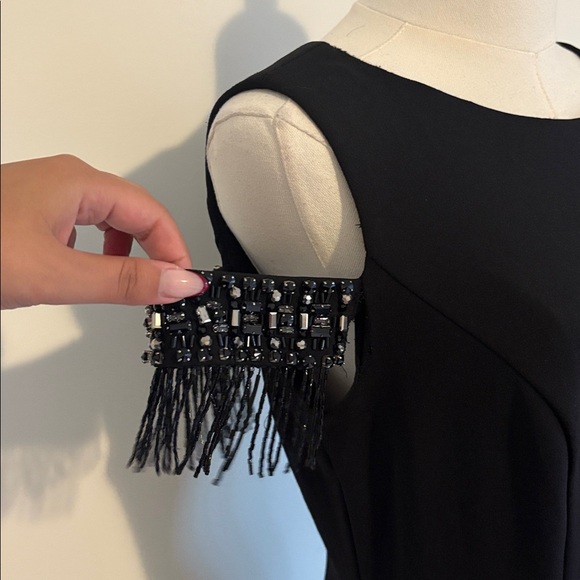 Eliza J Black Beaded Cold Shoulder Maxi Dress Size L - Picture 5 of 9